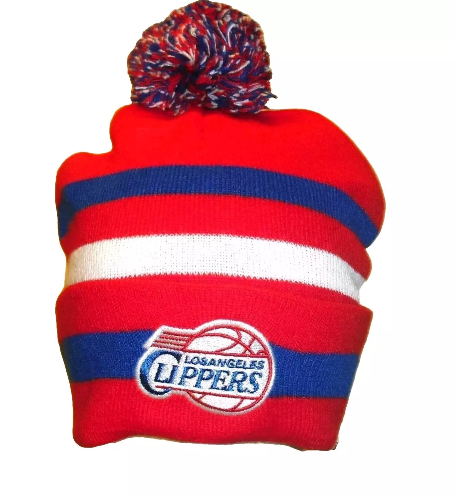 Los Angeles Clippers Mens Adult Beanie Stripes Pom Winter Hat Cap New Tags Nba