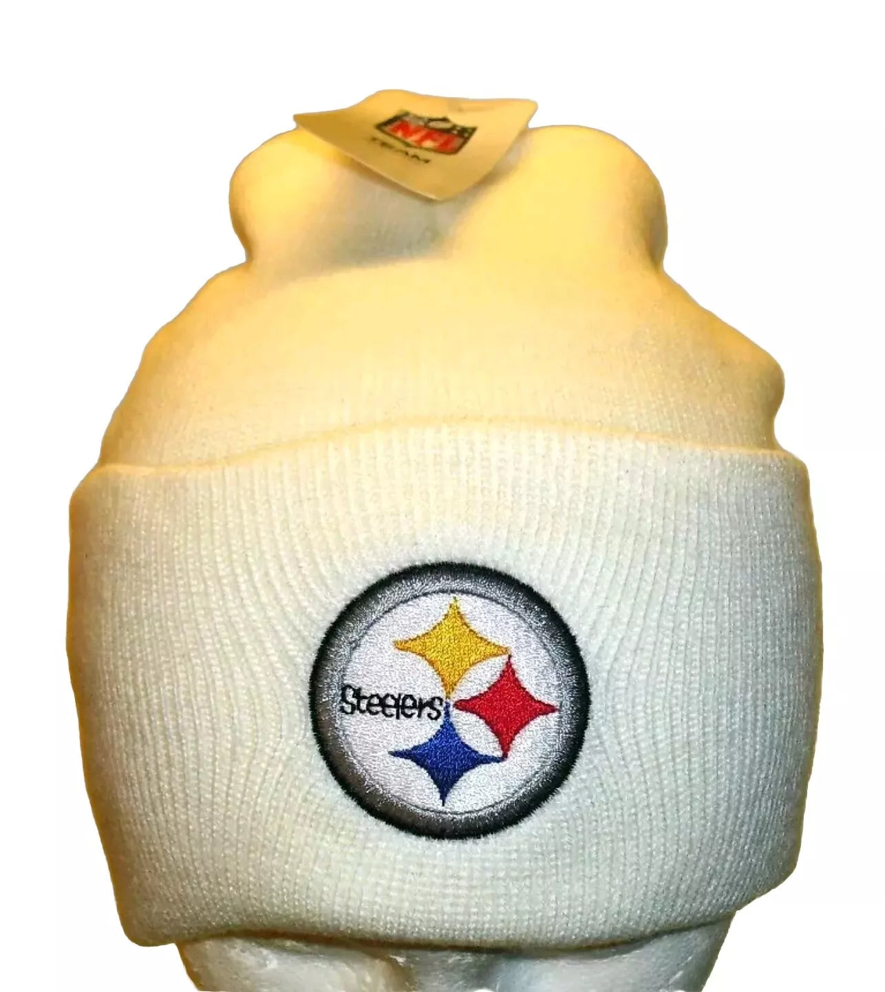 Pittsburgh Steelers Mens Adult White Cuffed Cuff Beanie Winter Hat cap New Nfl