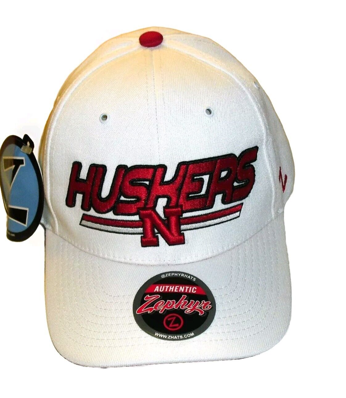 Nebraska Huskers Mens Zephyr Adjustable White Strapback hat cap New Tags Ncaa