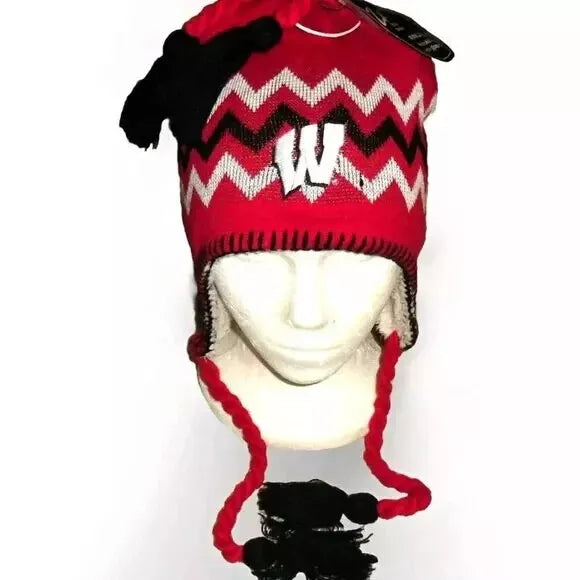 Wisconsin Badgers Mens Zephyr Adult Beanie Winter Tassel Hat Cap New Ncaa