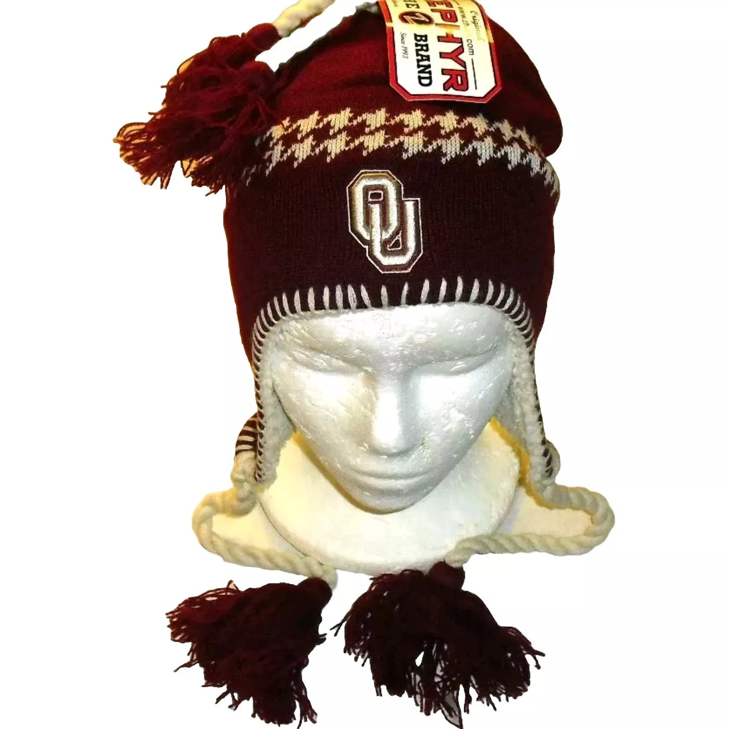 Oklahoma Sooners Mens Zephyr Adult Beanie Winter Tassel Hat Cap New Ncaa