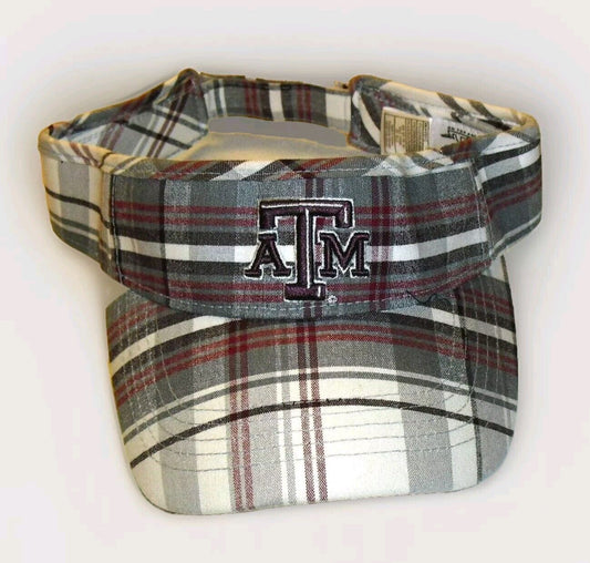 Texas A&M Aggies University Adult One Size Plaid Visor hat cap New Ncaa