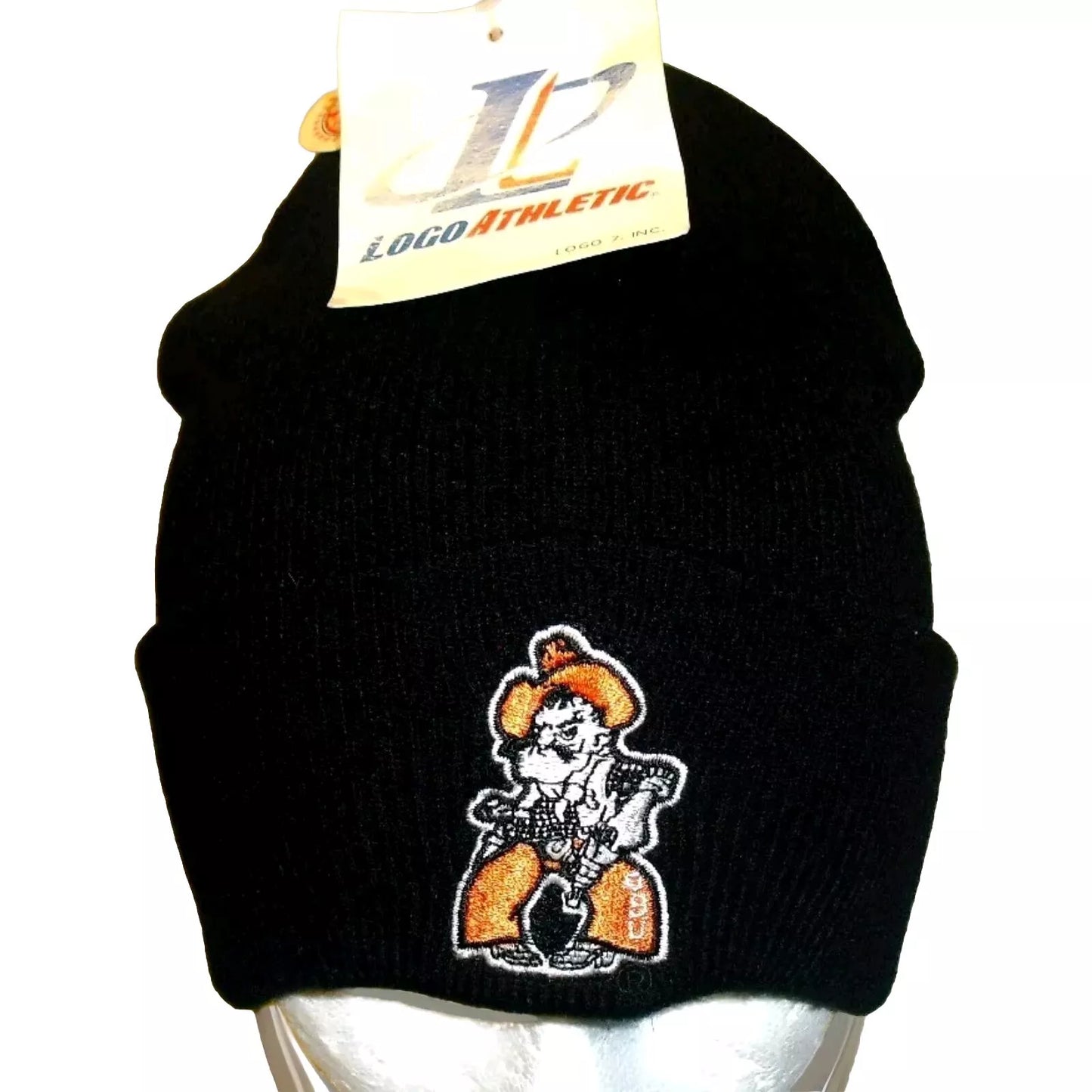 Oklahoma State Cowboys 90s Vintage Mens Adult Black Beanie Cuffed Winter Hat New