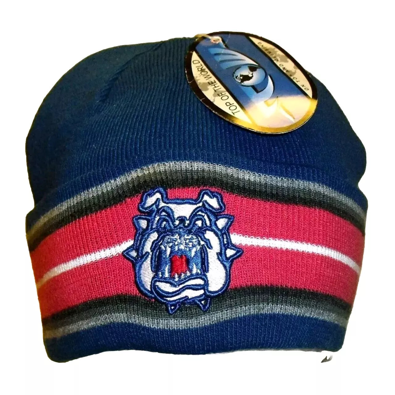 Fresno State Bulldogs Mens Adult Cuffed Striped Beanie Winter Hat Cap logo New