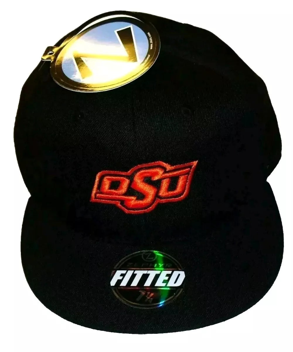 Oklahoma State Cowboys University Zephyr Mens Fitted hat sz 7 1/4 New Ncaa Black