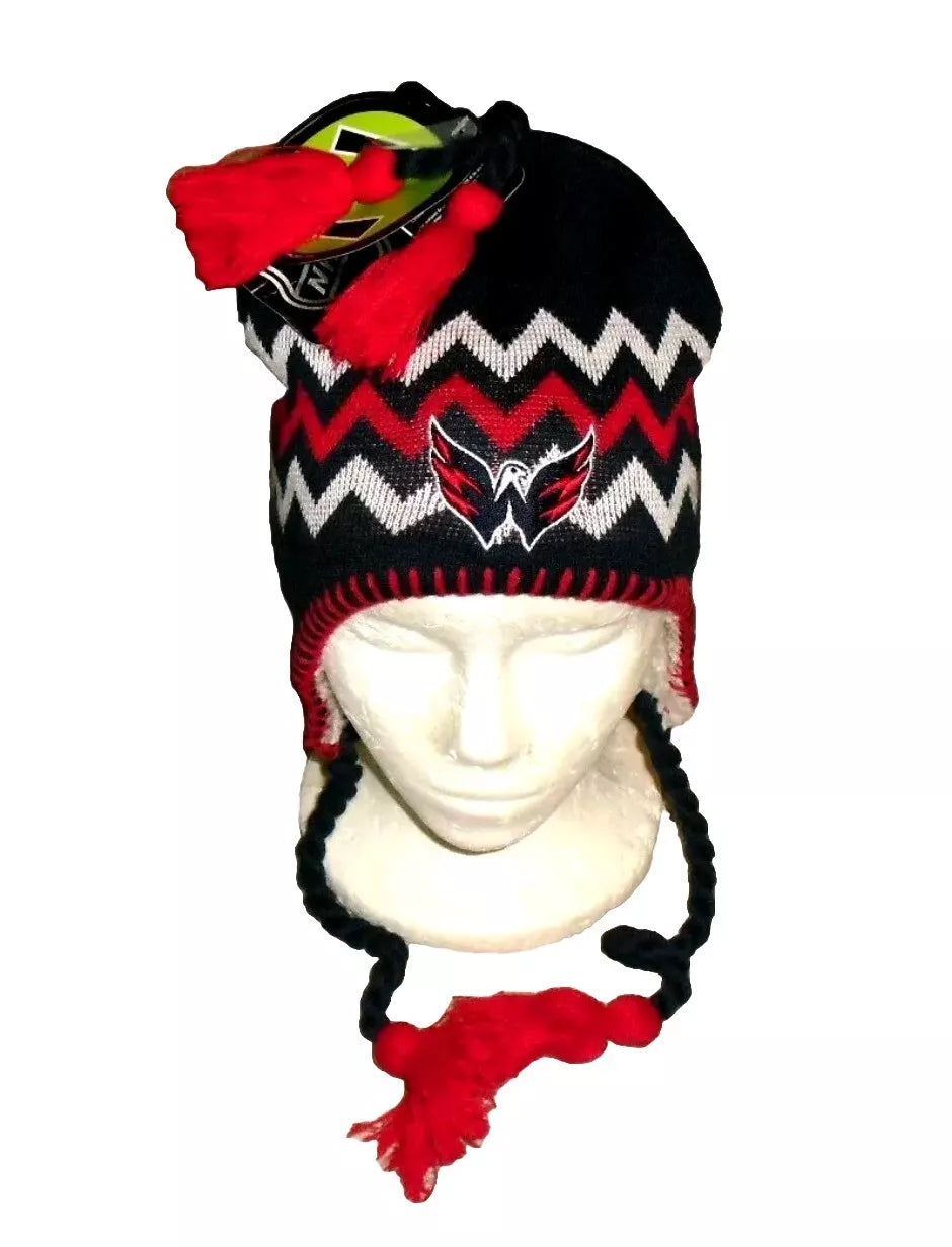 Washington Capitals Zephyr Mens Adult Beanie Tassels Winter Hat Cap New Nhl