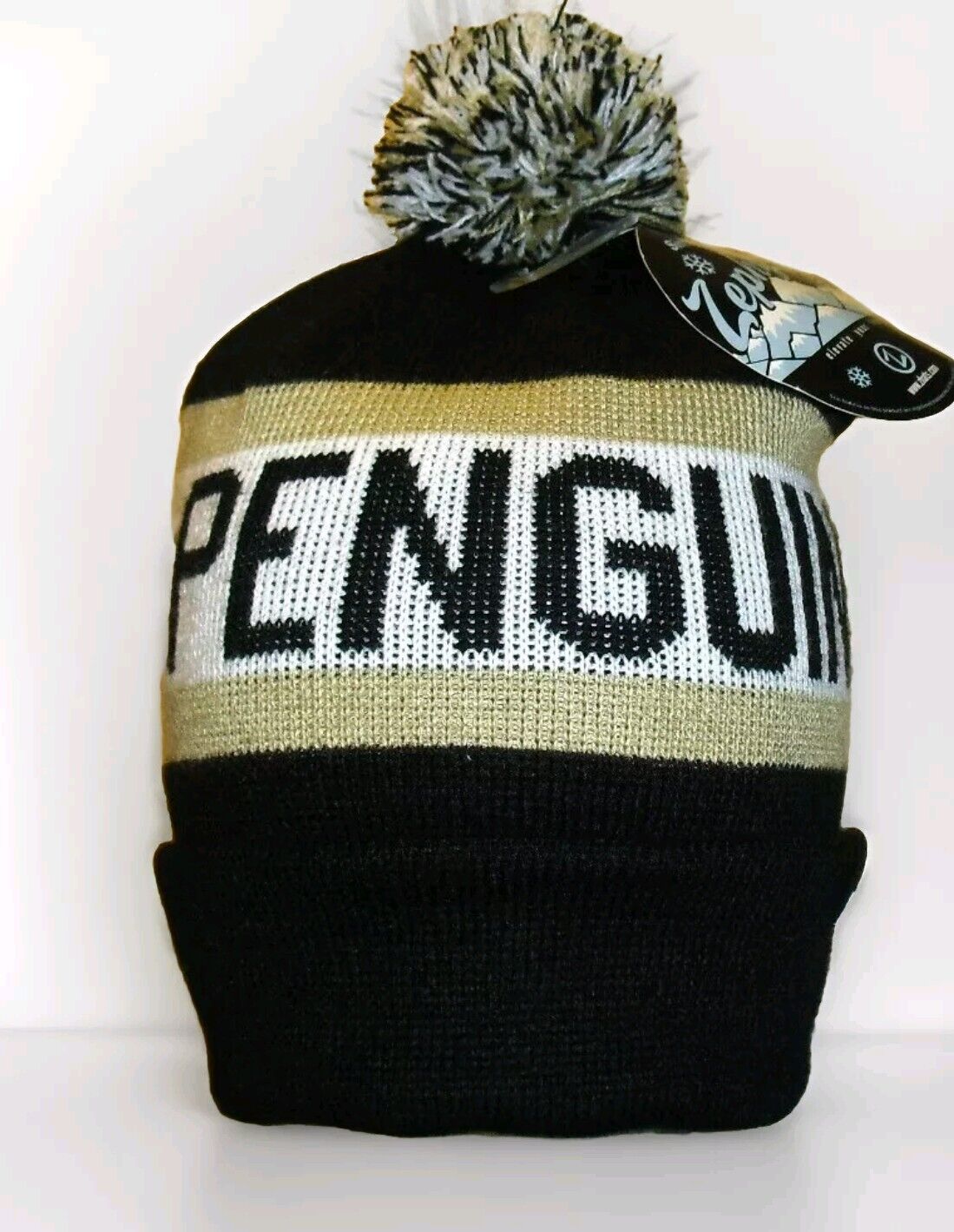 Pittsburgh Penguins Zephyr Mens Adult Cuffed Pom Beanie Winter Hat Cap New Nhl