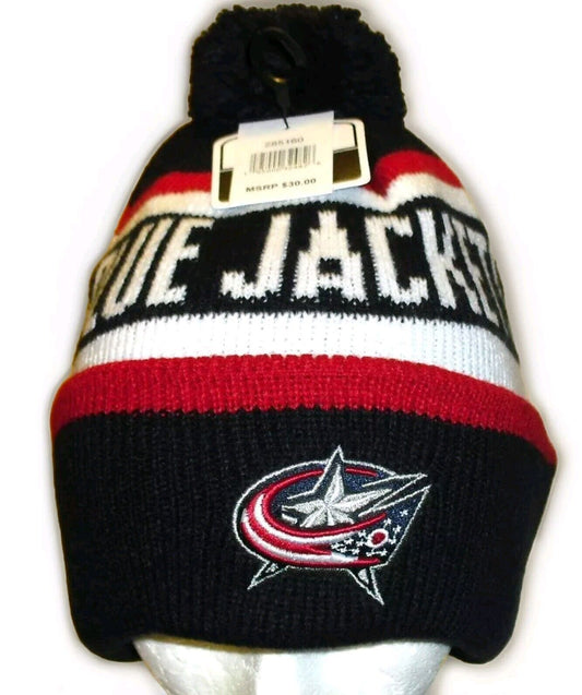 Columbus Blue Jackets Mens Cuffed Cuff Beanie Pom Winter Hat Cap New Nhl