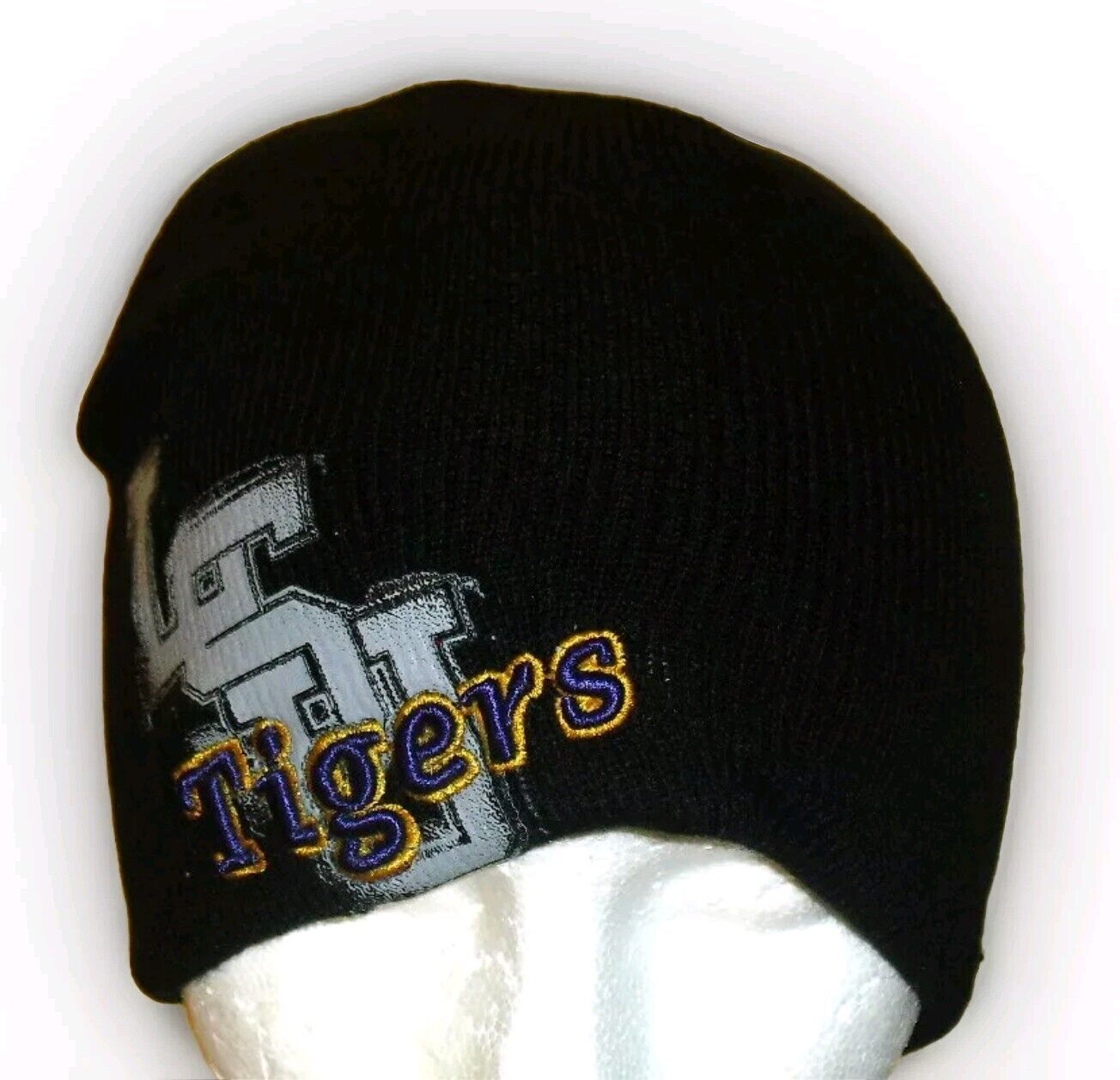 Lsu Tigers University Mens Black Beanie Winter Hat Cap New Both Sides Logos Ncaa