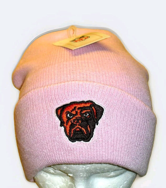 Cleveland Browns Dawg Dog Pound Womens All Pink Cuff Beanie Winter Hat Cap New