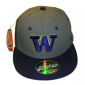 Washington Huskies Kids Youth Boys Grey Zephyr Stretch fit hat cap New Tags Ncaa