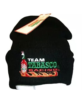 Team Tabasco Racing Vintage 90s Nascar Mens Black Cuff Beanie Winter hat cap New