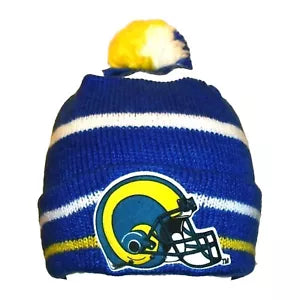 Los Angeles Rams Vintage 90s Logo 7 Mens Pom Beanie Winter Hat Cap New Tags Nfl