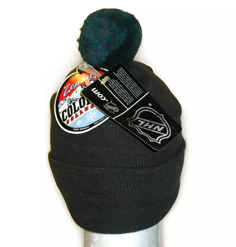 San Jose Sharks Mens Zephyr Adult Grey Beanie Pom Cuffed Winter Hat Cap New Nhl