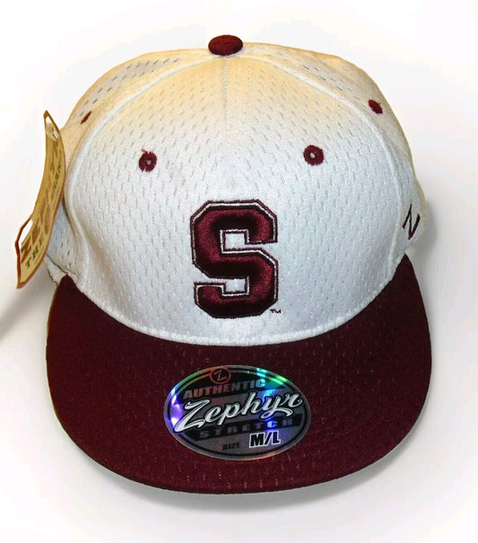 Stanford Cardinal Mens Zephyr White Stretch Fit hat cap sz Medium/Large Ncaa New