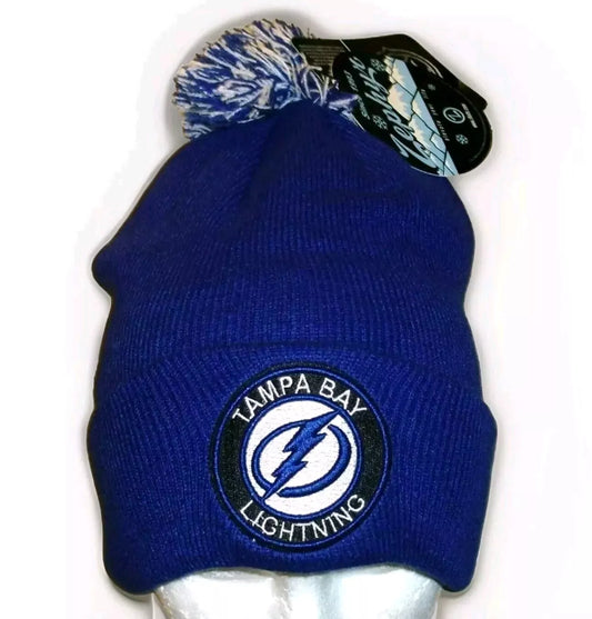 Tampa Bay Lightning Mens Zephyr Adult Beanie Pom Cuffed Winter Hat Cap New Nhl