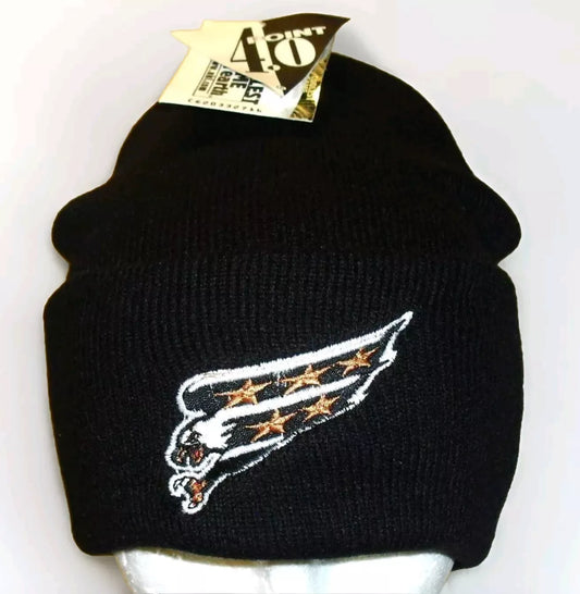 Washington Capitals Vintage 90s Mens Black Cuffed Beanie Winter Hat New Tags Nhl